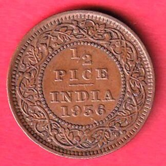 BRITISH INDIA 1956 UNC 1/2 PICE GEORGE VI COPPER COIN- ff146