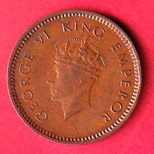 BRITISH INDIA 1940 UNC 1/2 PICE GEORGE VI COPPER COIN- ff148 - Image 2