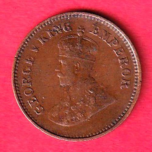 BRITISH INDIA 1935 UNC 1/2 PICE GEORGE VI COPPER COIN- ff149 - Image 2