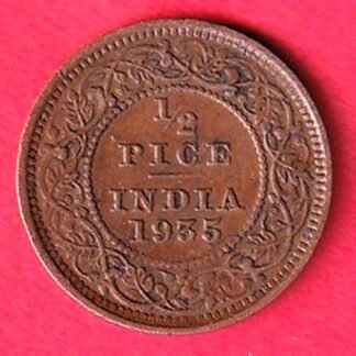 BRITISH INDIA 1935 UNC 1/2 PICE GEORGE VI COPPER COIN- ff149