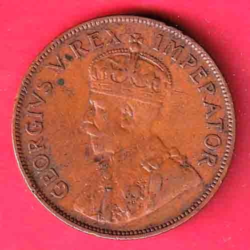 South Africa 1935 GEORGIVS V REX IMPERATOR One Penny COPPER Coin- FF162