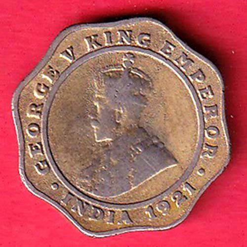 BRITISH INDIA 1921 GEORGE V KING EMOEROR 4 ANNA COIN – FF180 - Image 2