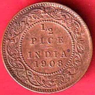 BRITISH INDIA 1908 EDWARD VII KING EMPEROR 1/2 pice SILVER COIN- FF187
