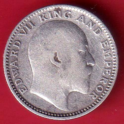 BRITISH INDIA 1907 EDWARD VII KING EMPEROR HALF RUPEE SILVER COIN– FF92 - Image 2