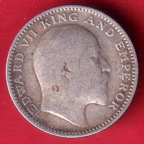 BRITISH INDIA 1907 EDWARD VII KING EMPEROR HALF RUPEE SILVER COIN– FF93 - Image 2