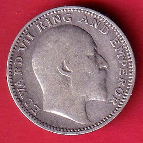 BRITISH INDIA 1910 EDWARD VII KING EMPEROR HALF RUPEE SILVER COIN– FF94 - Image 2