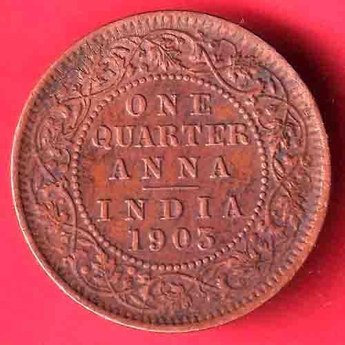British India 1903 George V King Emperor one quarter ANNA CoiN-ff255 - Image 2