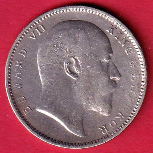 British India Edward VII 1908 One Rupee Silver Coin – fc9736 - Image 2