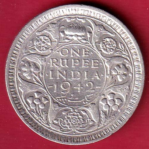 British India 1942 Bombay Mint George Vi One Rupee SILVER COIN–FC9725