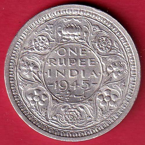 British India 1945 Bombay Mint George Vi One Rupee SILVER COIN–FC9726