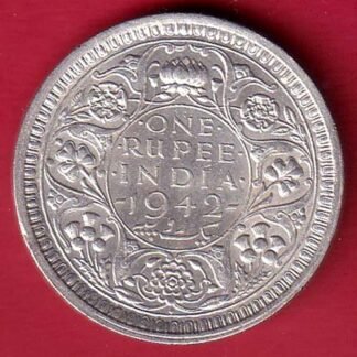 British India 1942 Bombay Mint George Vi One Rupee SILVER COIN –FC9727