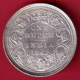 “UNC” BRITISH INDIA 1862 VICTORIA QUEEN ONE RUPEE SILVER COIN–FC9735