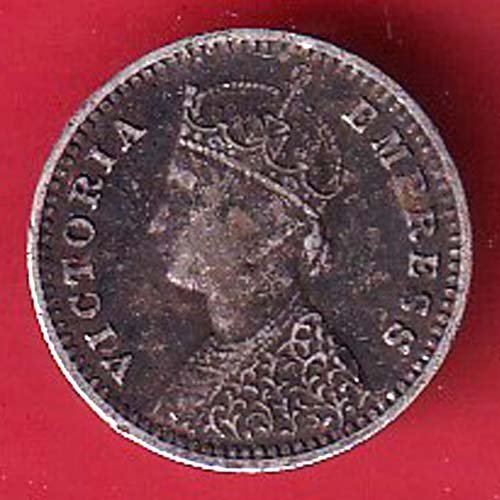 British india 1896 victoria empress TWO ANNAS silver coin-FC9749 - Image 2