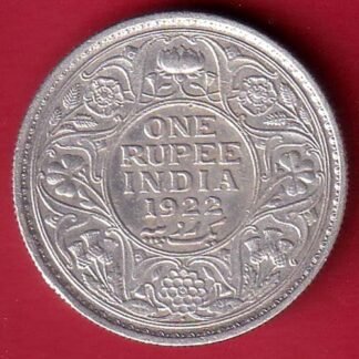 british india 1922 george v one rupee silver coin  –FC9775