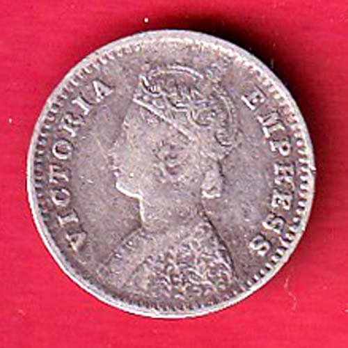 British india 1893 victoria empress two annas silver coin– FC9801 - Image 2