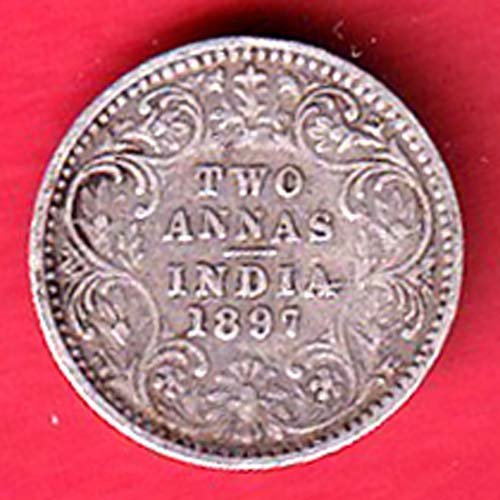 British india 1897 victoria empress two annas silver coin– FC9802