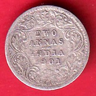 British india 1901 victoria empress two annas silver coin– FC9803