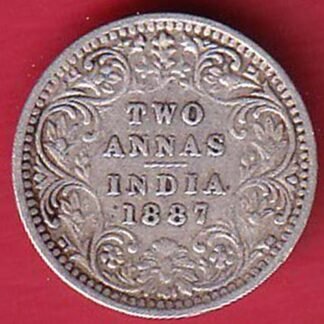 british india 1887 two annas victoria empress silver coin – FC9838