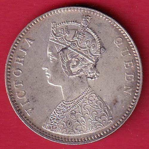 BRITISH INDIA “0/4 DOTS ” 1862 VICTORIA QUEEN ONE RUPEE SILVER COIN– FC9841 - Image 2