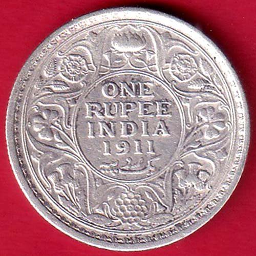 British India 1911 George v bombay mint one Rupee silver coin– FC9853 - Image 2