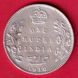 British India Edward VII 1910 One Rupee Silver Coin– FC9856
