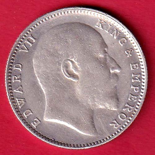 British India Edward VII 1910 One Rupee Silver Coin– FC9856 - Image 2