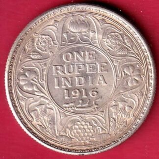 BRITISH INDIA 1916 BOMBAY MINT GEORGE V KING ONE RUPEE SILVER COIN– FC9870