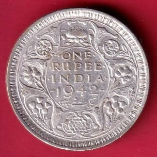 British India 1942 Bombay Mint George Vi One Rupee SILVER COIN– FC9918