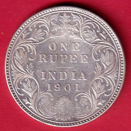 BRITISH INDIA 1901 VICTORIA EMPRESS ONE RUPEE BEAUTIFUL SILVER COIN– FC9928