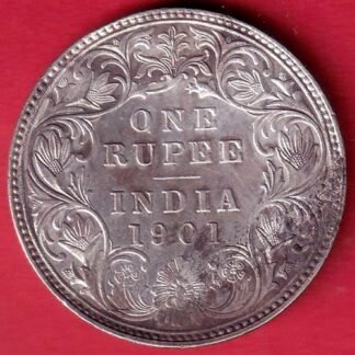 BRITISH INDIA 1901 VICTORIA EMPRESS ONE RUPEE BEAUTIFUL SILVER COIN– FC9932