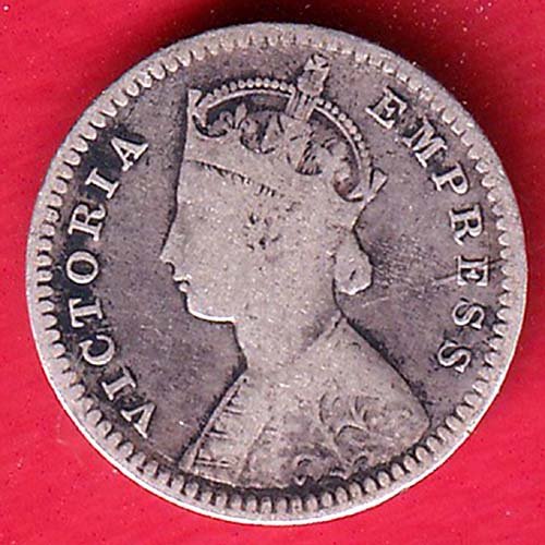 british india 1895 victoria empress two annas silver coin – FC9942 - Image 2