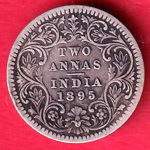 british india 1895 victoria empress two annas silver coin – FC9942