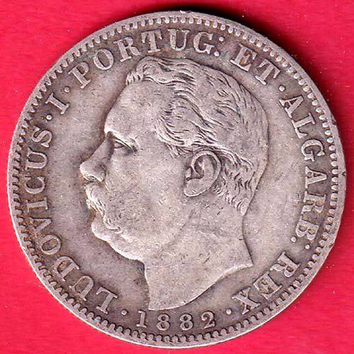 Portuguese India 1882 Ludovicus I Uma Rupia silver coin – FC9954