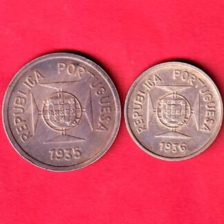 set:PORTUGUES INDIA 2 COINS SET: ONE RUPIA N HALF RUPIA BEAUTIFUL SILVER COIN – FC9955