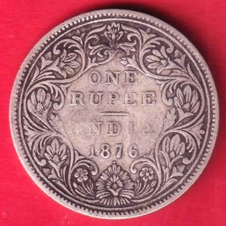 british india (0/1 dots) 1876 victoria queen one rupee silver coin– FC9957