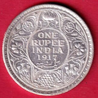 British India 1917 George V King One Rupee silver coin– FC9979
