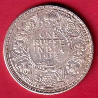 British India 1912 George V King One Rupee silver coin– FC9981
