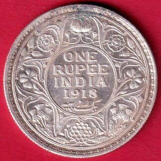 British India 1918 George V King One Rupee silver coin – FC9982