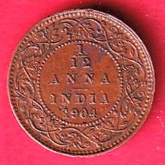 BRITISH INDIA 1904  EDWARD VII 1/12 ANNA COPPER COIN– ff234