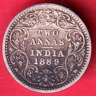 British india 1889 victoria empress TWO ANNAS silver coin – FD128