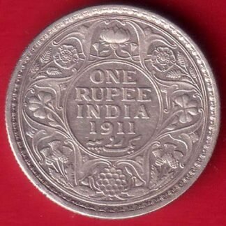 British India 1911 George v bombay mint one Rupee silver coin– FD17