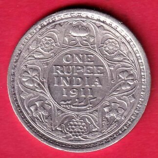 British India 1911 George v one Rupee silver coin– FD122