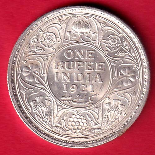 british india 1921 george v bombay mint one rupee silver coin– FD123