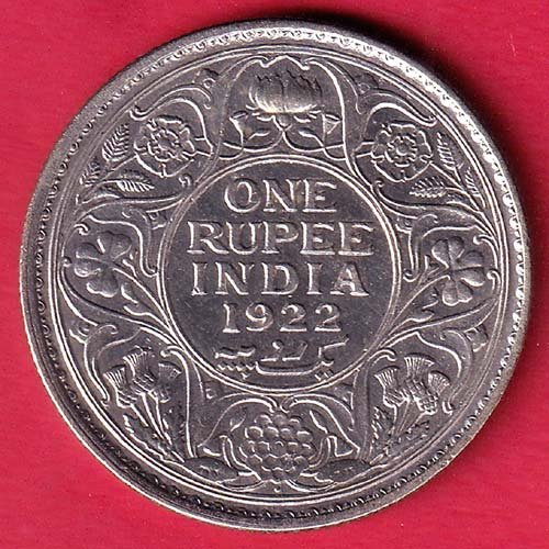 british india 1922 george v bombay mint one rupee silver coin– FD124