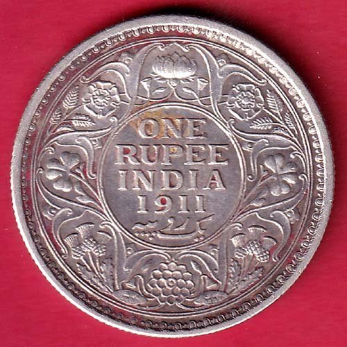 British India 1911 George v one Rupee silver coin– FD142