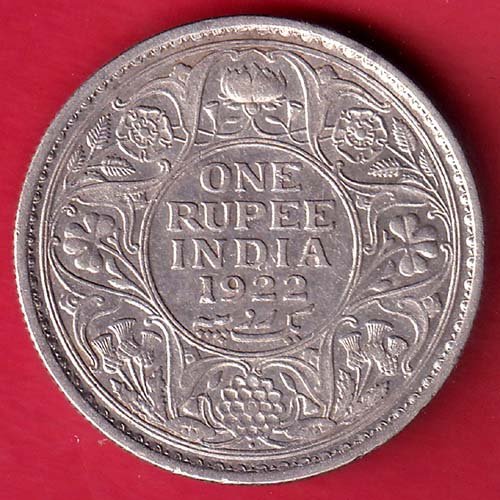 british india 1922 george v bombay mint one rupee silver coin– FD143