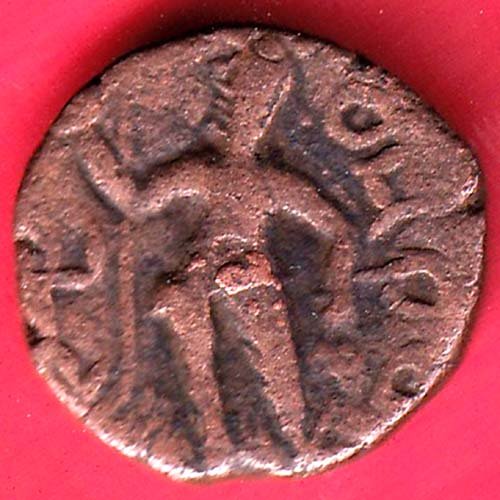 Kushan Empire Tetradrachm Kanishka I copper coin– FD146 - Image 2