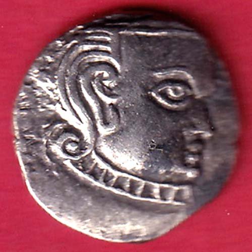 “RARE VERIETY” Ancient India Gupta Empire Silver Drachm of SkandaGupta “Peacock” type Coin– FD147