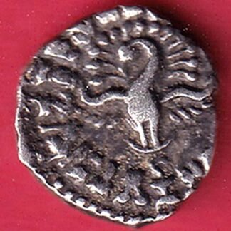 “RARE VERIETY” Ancient India Gupta Empire Silver Drachm of SkandaGupta “Peacock” type Coin–FD159