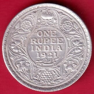british india 1921 george v bombay mint one rupee silver coin –FD163